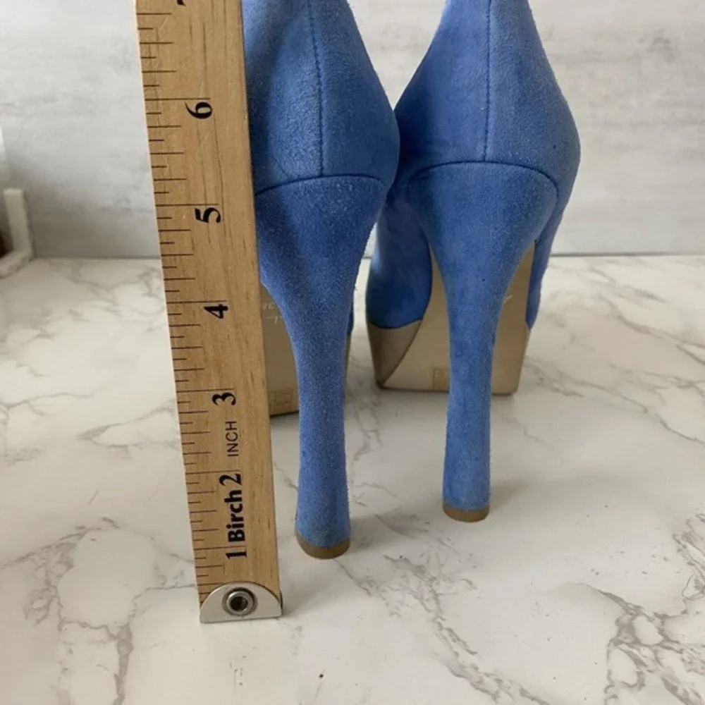 ALDO Platform Pumps Sz 38 (7.5) Blue Suede High Heel Party Special Occasion Date